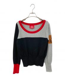 Vivienne Westwood RED LABEL（ヴィヴィアンウエストウッドレッドレーベル）の古着「カラーブロックスリーブオーブニトプルオーバー」｜グレー