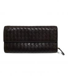 BOTTEGA VENETA（ボッテガベネタ）の古着「イントレチャート長財布」｜ブラウン