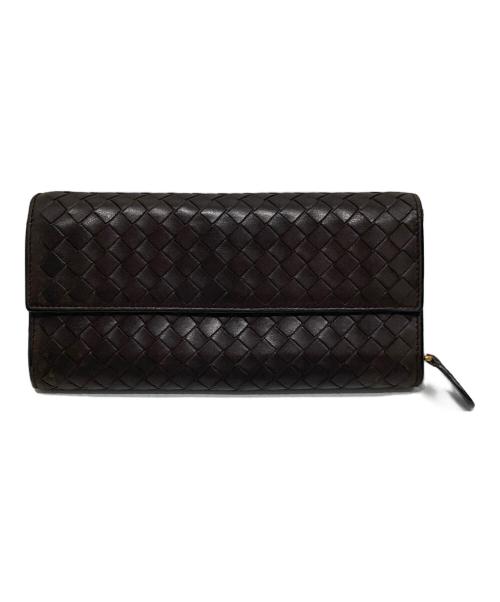 BOTTEGA VENETA（ボッテガベネタ）BOTTEGA VENETA (ボッテガベネタ) イントレチャート長財布 ブラウンの古着・服飾アイテム