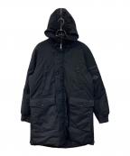 REPLAYリプレイ）の古着「Rubber Logo Long Down Jacket/ラバー ロゴ ロング ダウン ジャケット」｜ブラック