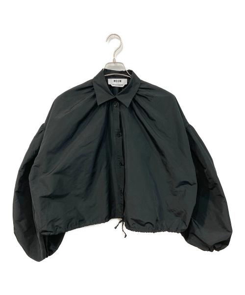 MSGM（エムエスジーエム）MSGM (エムエスジーエム) バルーンスリーブ クロップドタフタシャツ ブラック サイズ:SIZE 40の古着・服飾アイテム