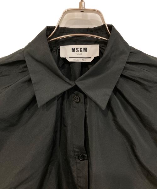 MSGM（エムエスジーエム）MSGM (エムエスジーエム) バルーンスリーブ クロップドタフタシャツ ブラック サイズ:SIZE 40の古着・服飾アイテム