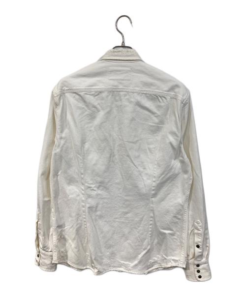 DIESEL（ディーゼル）DIESEL (ディーゼル) ダメージ加工ウエスタンシャツ ホワイト サイズ:SIZE XLの古着・服飾アイテム