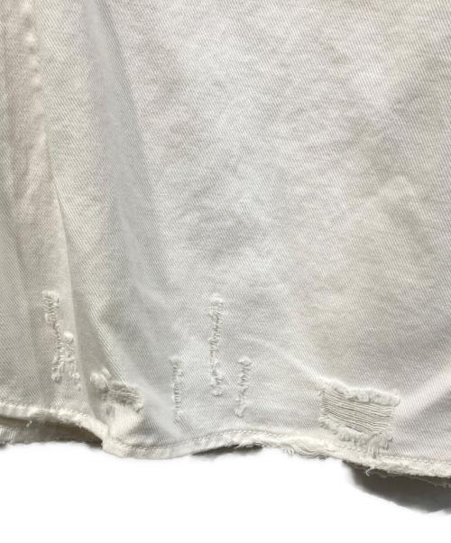 DIESEL（ディーゼル）DIESEL (ディーゼル) ダメージ加工ウエスタンシャツ ホワイト サイズ:SIZE XLの古着・服飾アイテム