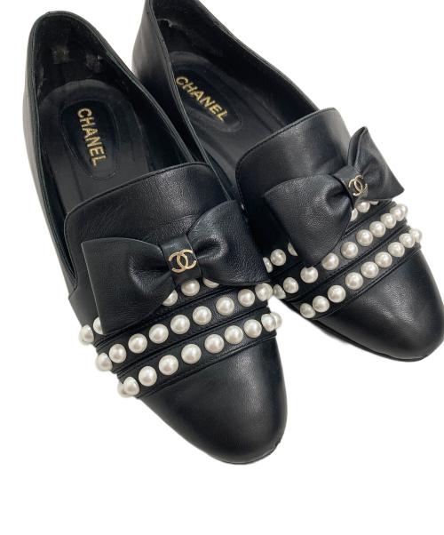 CHANEL（シャネル）CHANEL (シャネル) ココマークパールパンプス ブラック サイズ:36Cの古着・服飾アイテム