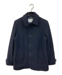 SHIPS any（シップスエニィ）の古着「PURE WOOL MELTON/ピュア ウール メルトン　 シングル Pコート」｜ネイビー