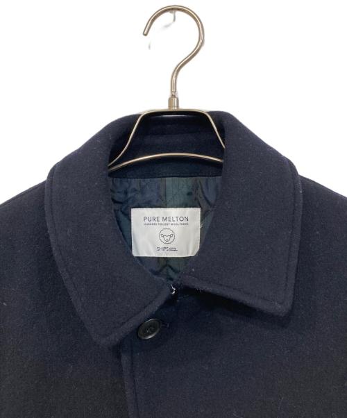SHIPS any（シップスエニィ）SHIPS any (シップスエニィ) PURE WOOL MELTON/ピュア ウール メルトン　 シングル Pコート ネイビー サイズ:SIZE Mの古着・服飾アイテム