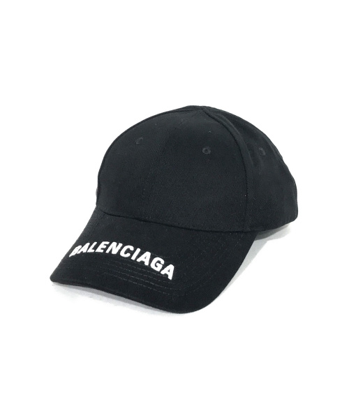 BALENCIAGA（バレンシアガ）BALENCIAGA (バレンシアガ) HAT LOGO VISOR CAP ブラック サイズ:Lの古着・服飾アイテム