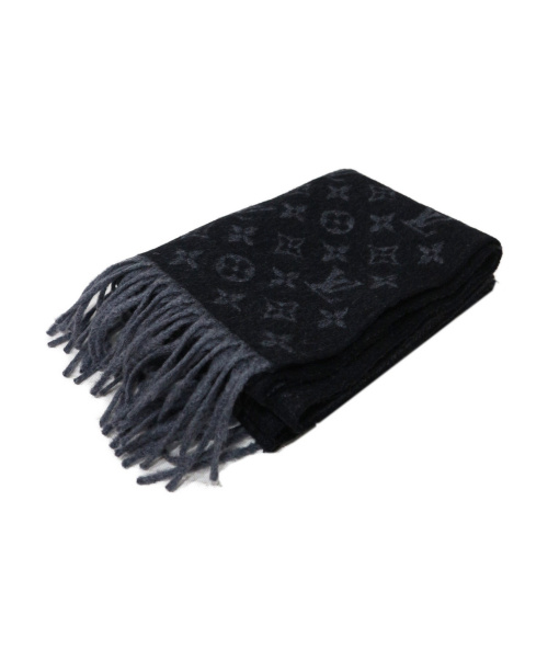 LOUIS VUITTON（ルイ ヴィトン）LOUIS VUITTON (ルイヴィトン) グラデーションカシミヤウールマフラー ブラックの古着・服飾アイテム
