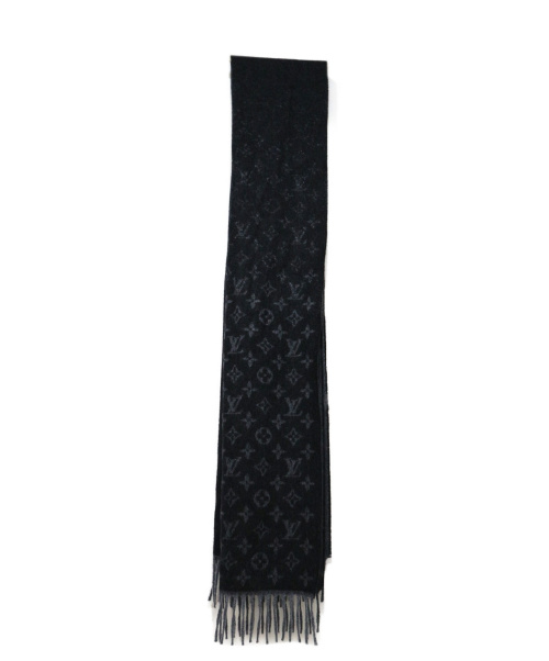 LOUIS VUITTON（ルイ ヴィトン）LOUIS VUITTON (ルイヴィトン) グラデーションカシミヤウールマフラー ブラックの古着・服飾アイテム