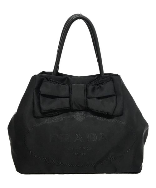 PRADA（プラダ）PRADA (プラダ) 2WAYロゴリボンバッグ ブラックの古着・服飾アイテム