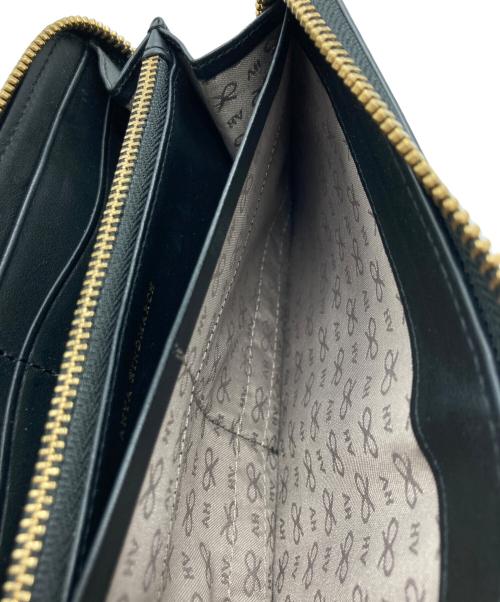 ANYA HINDMARCH（アニヤ・ハインドマーチ）ANYA HINDMARCH (アニヤハインドマーチ) ラウンドファスナー長財布 ブラックの古着・服飾アイテム