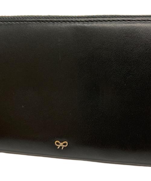 ANYA HINDMARCH（アニヤ・ハインドマーチ）ANYA HINDMARCH (アニヤハインドマーチ) ラウンドファスナー長財布 ブラックの古着・服飾アイテム