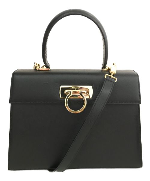 Salvatore Ferragamo（サルヴァトーレ フェラガモ）Salvatore Ferragamo (サルヴァトーレ フェラガモ) ガンチーニ2WAYショルダーバッグ ブラックの古着・服飾アイテム