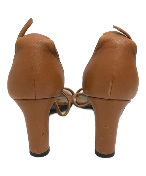 HERMES（エルメス）HERMES (エルメス) オープントゥヒールパンプス ブラウン サイズ:35の古着・服飾アイテム