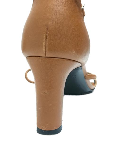 HERMES（エルメス）HERMES (エルメス) オープントゥヒールパンプス ブラウン サイズ:35の古着・服飾アイテム