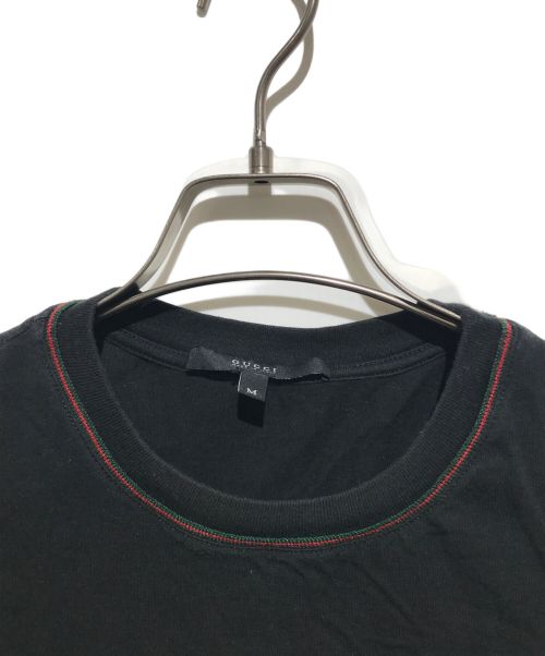 GUCCI（グッチ）GUCCI (グッチ) ロゴ刺繍クルーネック半袖カットソー ブラック サイズ:Mの古着・服飾アイテム