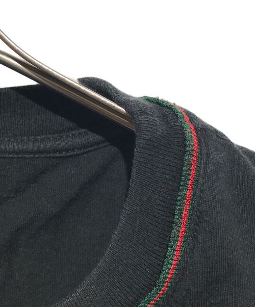 GUCCI（グッチ）GUCCI (グッチ) ロゴ刺繍クルーネック半袖カットソー ブラック サイズ:Mの古着・服飾アイテム