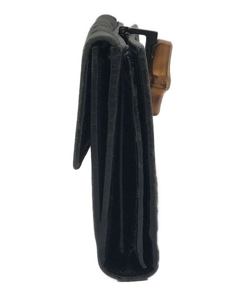 GUCCI（グッチ）GUCCI (グッチ) GGキャンバス ロングバンブーウォレット ブラックの古着・服飾アイテム