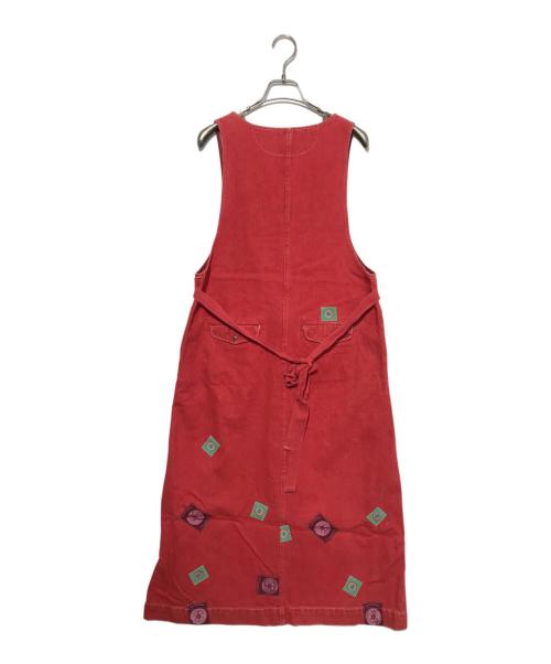 PINK HOUSE（ピンクハウス）PINK HOUSE (ピンクハウス) パッチ付きデニムワンピース レッド サイズ:無しの古着・服飾アイテム