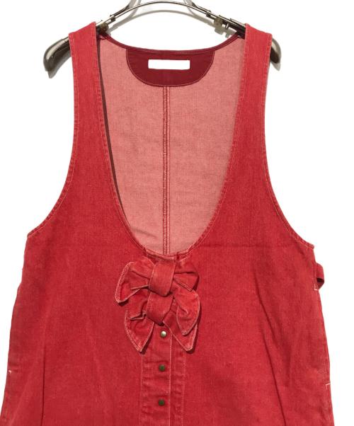 PINK HOUSE（ピンクハウス）PINK HOUSE (ピンクハウス) パッチ付きデニムワンピース レッド サイズ:無しの古着・服飾アイテム