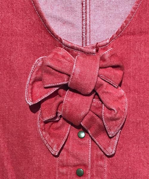 PINK HOUSE（ピンクハウス）PINK HOUSE (ピンクハウス) パッチ付きデニムワンピース レッド サイズ:無しの古着・服飾アイテム