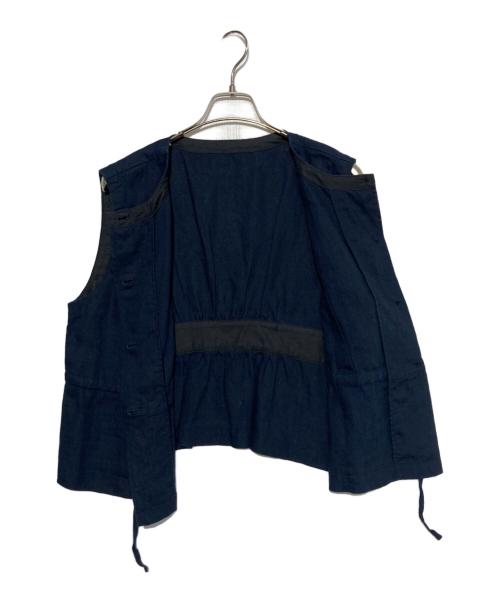 nest Robe（ネストローブ）nest Robe (ネストローブ) リネンスリーブレスペプラムブラウス ネイビー サイズ:Freeの古着・服飾アイテム