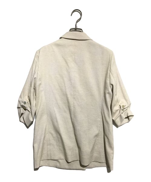 LUMINOSO COMMECA（ルミノーゾコムサ）LUMINOSO COMMECA (ルミノーゾコムサ) 綿麻ポリエステルストレッチ ダブルブレストジャケット ベージュ サイズ:7の古着・服飾アイテム