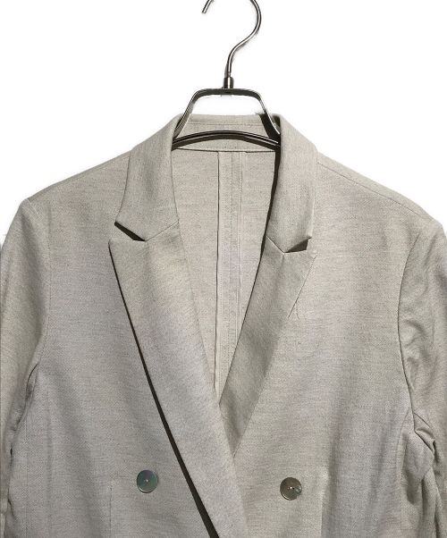 LUMINOSO COMMECA（ルミノーゾコムサ）LUMINOSO COMMECA (ルミノーゾコムサ) 綿麻ポリエステルストレッチ ダブルブレストジャケット ベージュ サイズ:7の古着・服飾アイテム