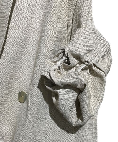 LUMINOSO COMMECA（ルミノーゾコムサ）LUMINOSO COMMECA (ルミノーゾコムサ) 綿麻ポリエステルストレッチ ダブルブレストジャケット ベージュ サイズ:7の古着・服飾アイテム