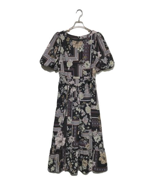 GRACE CONTINENTAL（（グレースコンチネンタル）GRACE CONTINENTAL (（グレースコンチネンタル) フラワープリントマキシ丈ワンピース ブラック×ピンク サイズ:38の古着・服飾アイテム