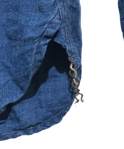 RRL（ダブルアールエル）RRL (ダブルアールエル) リネンデニムインディゴ染めシャツ インディゴ サイズ:Mの古着・服飾アイテム