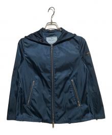 PRADA（プラダ）の古着「プレートロゴナイロンジップアップパーカー」｜ブルー