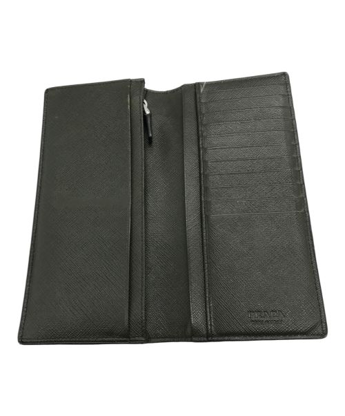 PRADA（プラダ）PRADA (プラダ) バイカラーロングウォレット ブラックの古着・服飾アイテム