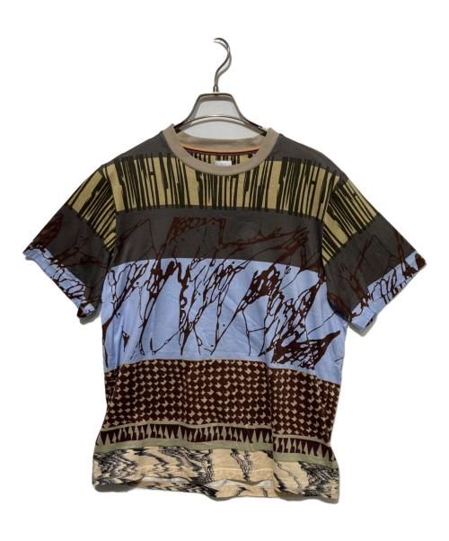 PAUL SMITH（ポールスミス）Paul Smith (ポールスミス) Assembled Stripe Tシャツ ブラウン×グレー サイズ:Ｍの古着・服飾アイテム
