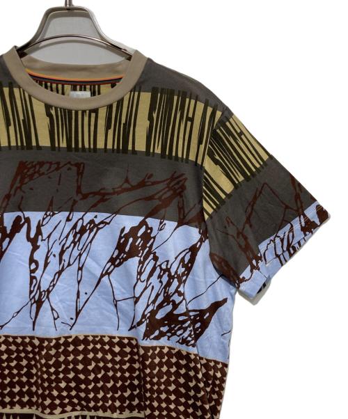 PAUL SMITH（ポールスミス）Paul Smith (ポールスミス) Assembled Stripe Tシャツ ブラウン×グレー サイズ:Ｍの古着・服飾アイテム