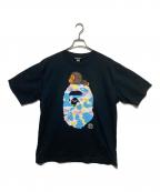 A BATHING APEア ベイシング エイプ）の古着「EW MULTI CAMO MILO ON APE RLX TEE」｜ブラック