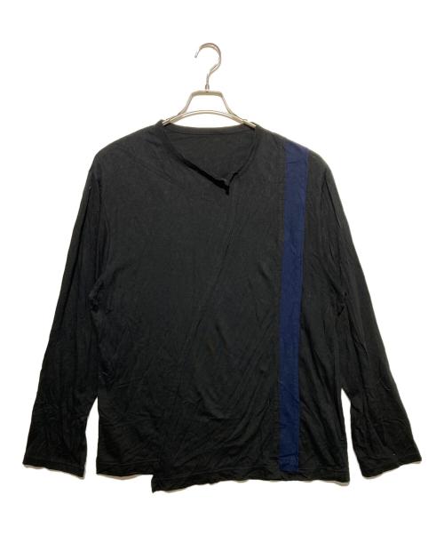 GROUND Y（グラウンドワイ）GROUND Y (グラウンドワイ) モダール天竺コンビ段違縦ラインカットソー ブラック サイズ:3の古着・服飾アイテム