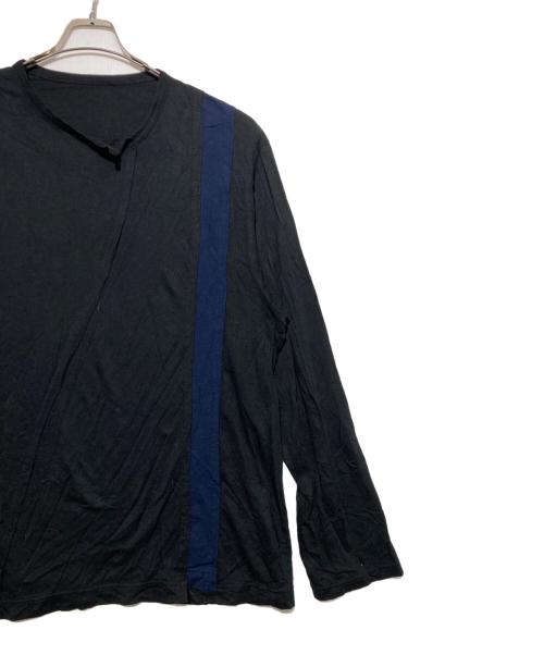 GROUND Y（グラウンドワイ）GROUND Y (グラウンドワイ) モダール天竺コンビ段違縦ラインカットソー ブラック サイズ:3の古着・服飾アイテム