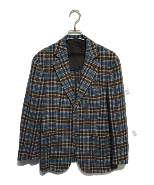 TAGLIATORE（タリアトーレ）TAGLIATORE (タリアトーレ) ウールチェックテーラードジャケット ブルー×ブラウン サイズ:46/7Rの古着・服飾アイテム
