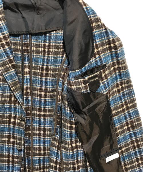 TAGLIATORE（タリアトーレ）TAGLIATORE (タリアトーレ) ウールチェックテーラードジャケット ブルー×ブラウン サイズ:46/7Rの古着・服飾アイテム