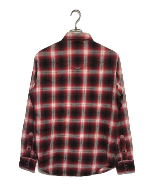 Saint Laurent Paris（サンローランパリ）Saint Laurent Paris (サンローランパリ) レギュラーカラーオンブレチェックシャツ レッド サイズ:Ｓの古着・服飾アイテム
