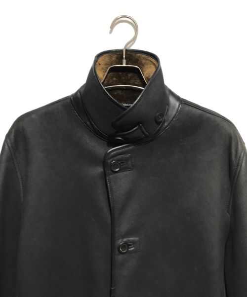 ERMENEGILDO ZEGNA（エルメネジルド・ゼニア）ERMENEGILDO ZEGNA (エルメネジルド・ゼニア) ムートンコート ブラック×ブラウン サイズ:46の古着・服飾アイテム