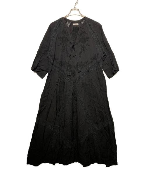freada（フリーダ）freada (フリーダ) リネンコットンワンピース ブラック サイズ:FREEの古着・服飾アイテム