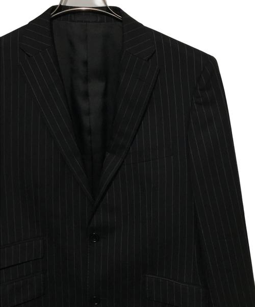 BURBERRY BLACK LABEL（バーバリーブラックレーベル）BURBERRY BLACK LABEL (バーバリーブラックレーベル) ストライプテーラードジャケット ブラック サイズ:42Rの古着・服飾アイテム