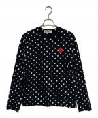 PLAY COMME des GARCONSプレイコムデギャルソン）の古着「ハートワッペンドットカットソー」｜ブラック×ホワイト