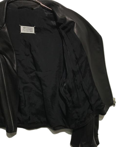 Maison Margiela（メゾンマルジェラ）Maison Margiela (メゾンマルジェラ) ベルテッドラムレザーダブルジャケット ブラック サイズ:42の古着・服飾アイテム