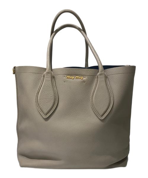 MIU MIU（ミュウミュウ）MIU MIU (ミュウミュウ) リバーシブルレザートートバッグ グレーの古着・服飾アイテム