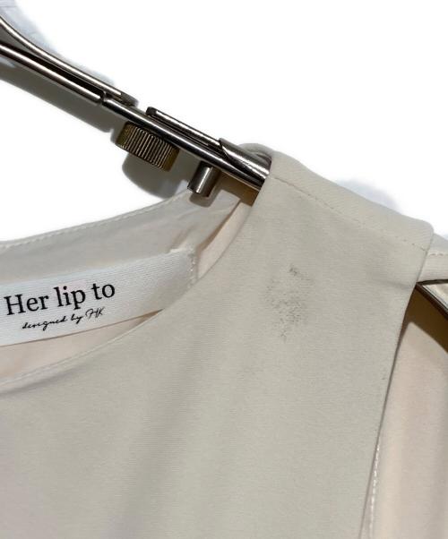HER LIP TO（ハーリップトゥ）Her lip to (ハーリップトゥ) Adelaide Slit Sleeve Belted Dress ベージュ サイズ:Mの古着・服飾アイテム