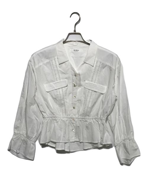 HER LIP TO（ハーリップトゥ）HER LIP TO (ハーリップトゥ) Lace Trimming Cotton Blouse ホワイト サイズ:FREEの古着・服飾アイテム